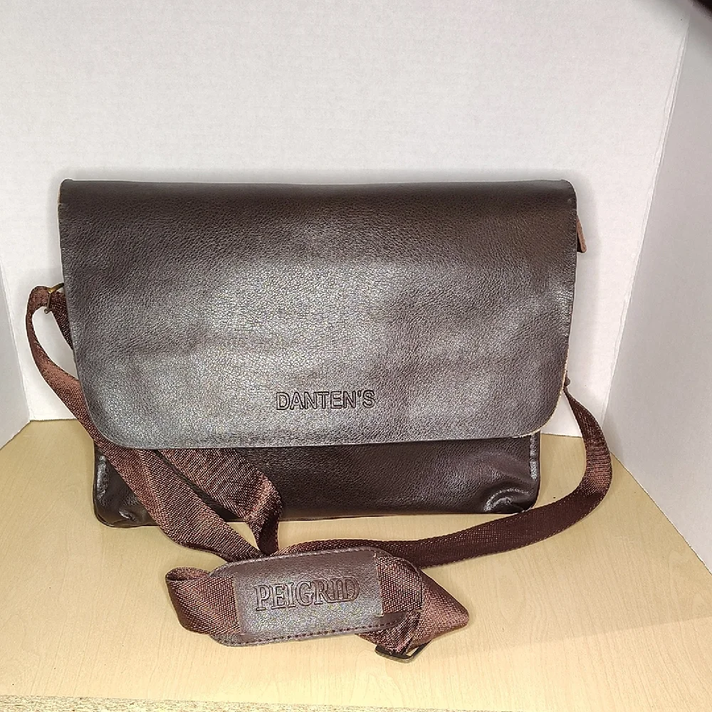 Brown Leather Messenger Bag By Danten's Peigrid